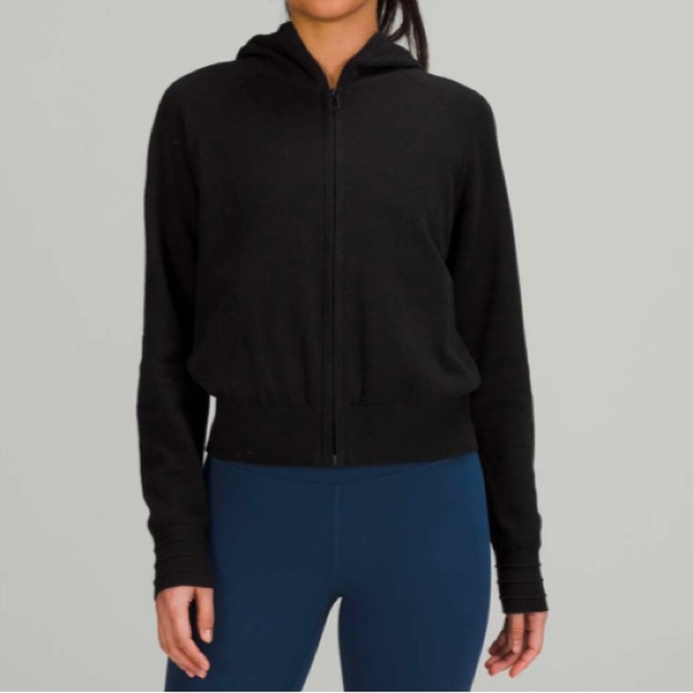 lululemon Cotton-Cashmere Knit Hoodie Black Size 4 NWT